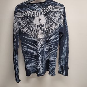 AFFLICTION Men's Long Sleeve Thermal Shirt  Lava Wash Biker